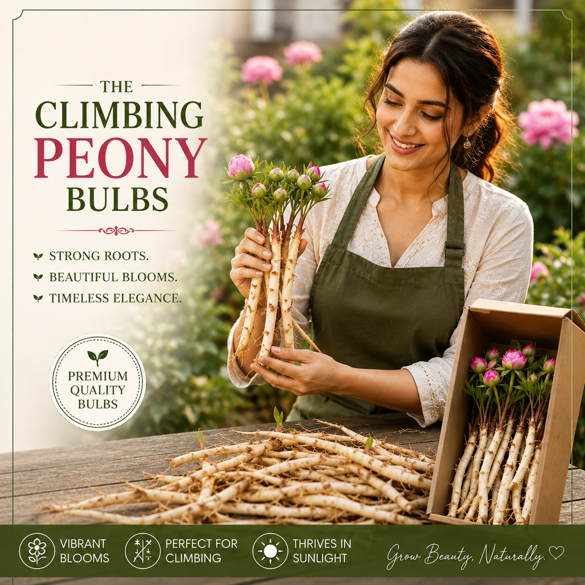 Rare Climbing Peony Rose Bulbs – Big, Beautiful Blooms for Your Garden | Buy 6 Get 6 Free - Pack Of 12