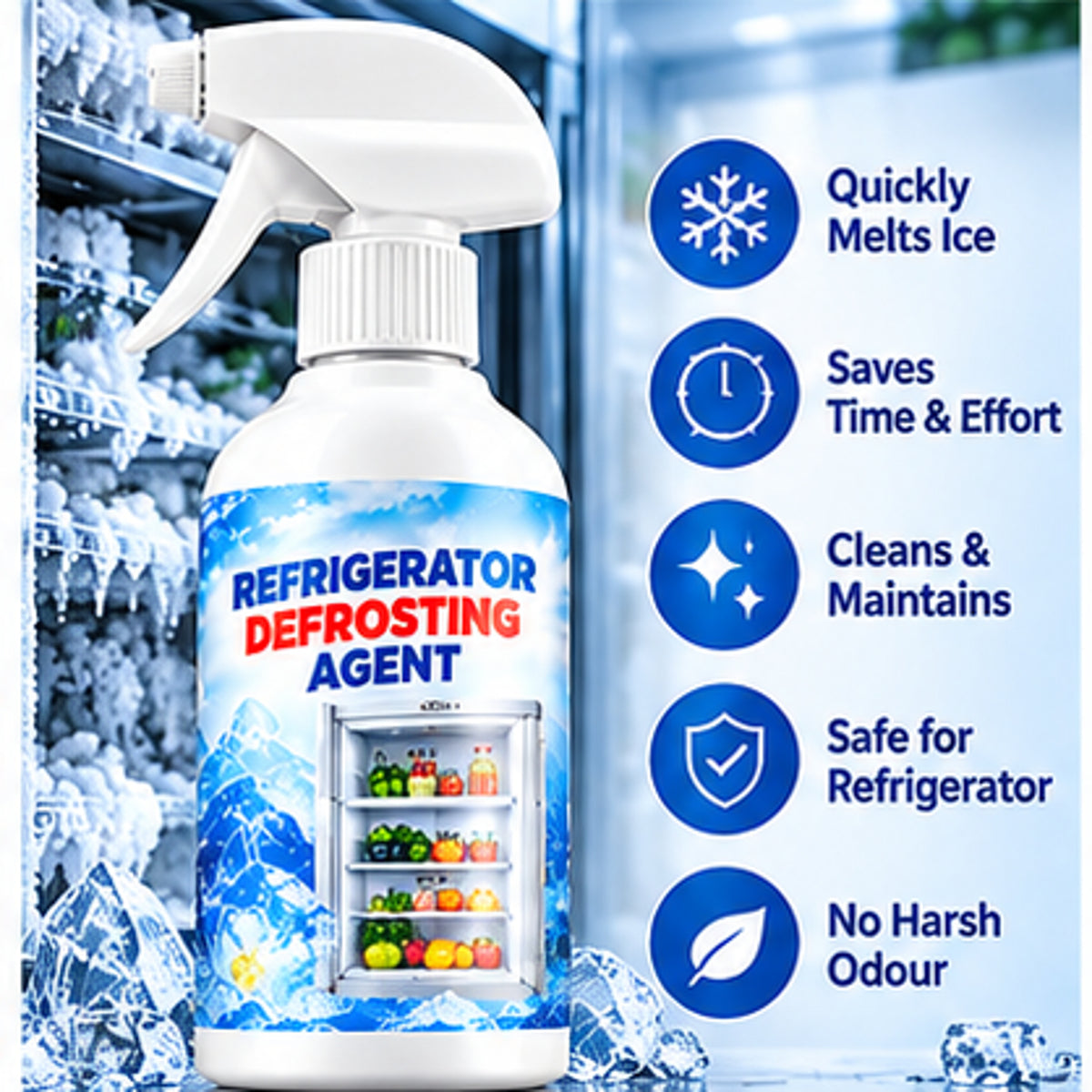 Refrigerator Defrosting Spray – Ice & Frost Remover | Buy 1 Get 1 Free (Pack of 2)