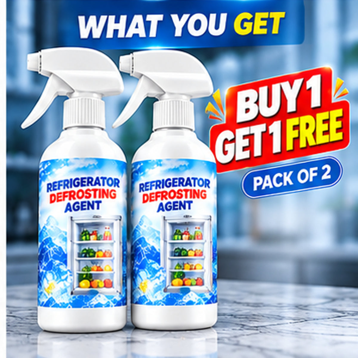 Refrigerator Defrosting Spray – Ice & Frost Remover | Buy 1 Get 1 Free (Pack of 2)