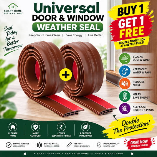 UNIVERSAL DOOR BOTTOM WEATHER SEAL | BLOCKS DUST, RAIN & INSECTS – BUY 1 GET 1 FREE